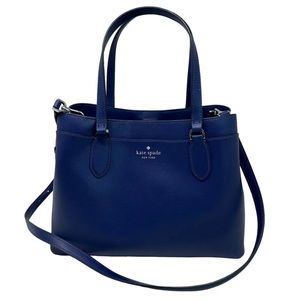 Kate Spade, New w/tags, refined grain leather, medium satchel bag, bold navy